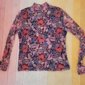 Anthropologie Mesh Longsleeve Mock Neck - Size Medium
